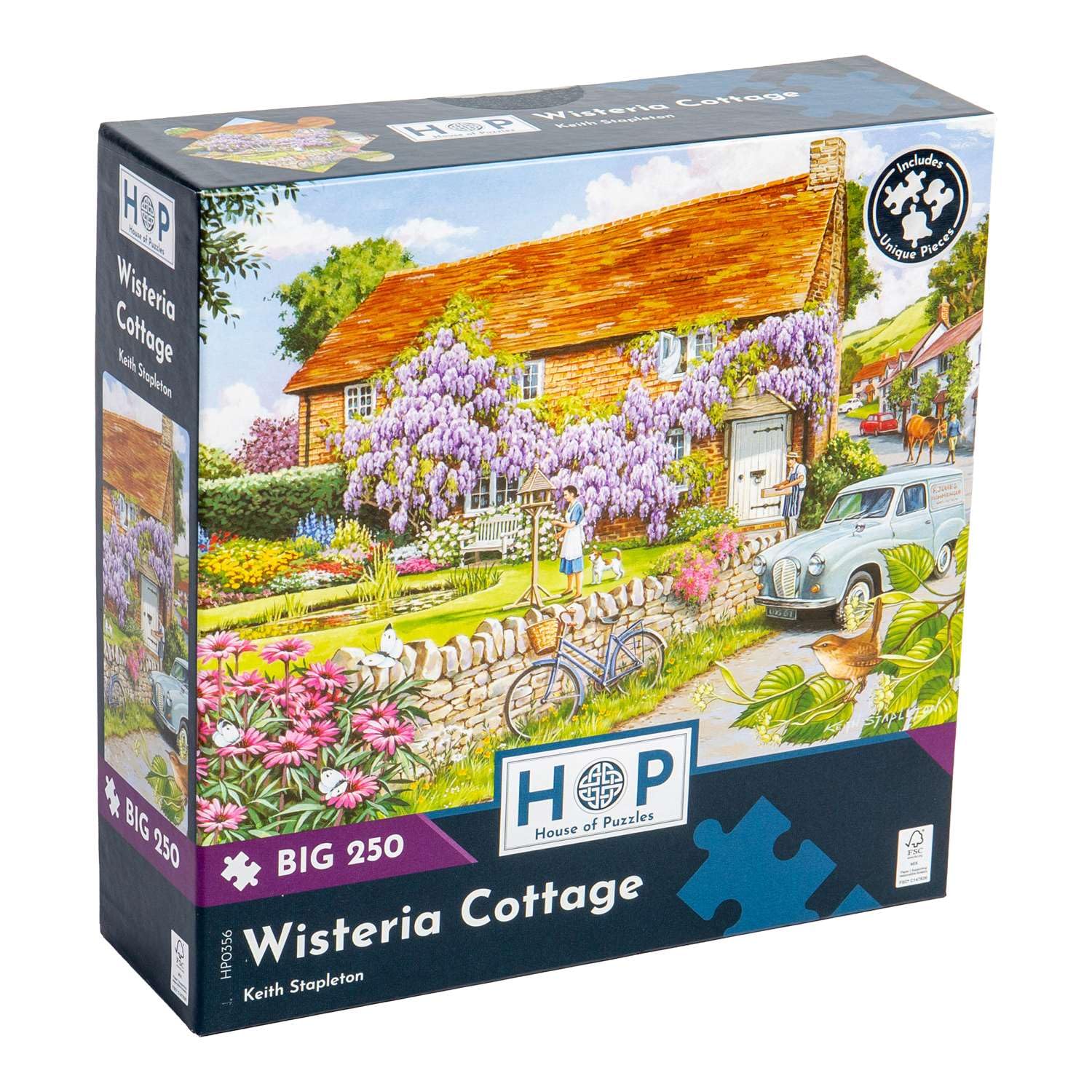 The House of Puzzles - Wisteria Cottage Jigsaw - Big 250 Piece Jigsaws For Adults & Kids, Extra Large Pieces, Artist Illustrated, Scenic Landscape, Deluxe Puzzle Gifts — image 1