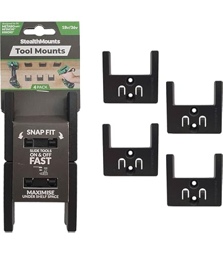 StealthMounts Battery Holders for Metabo 18v - CAS | Wireless Battery Holders for Metabo 18v - CAS Power Tools | 6 Pack | Black Battery Organizers for Metabo 18v - CAS