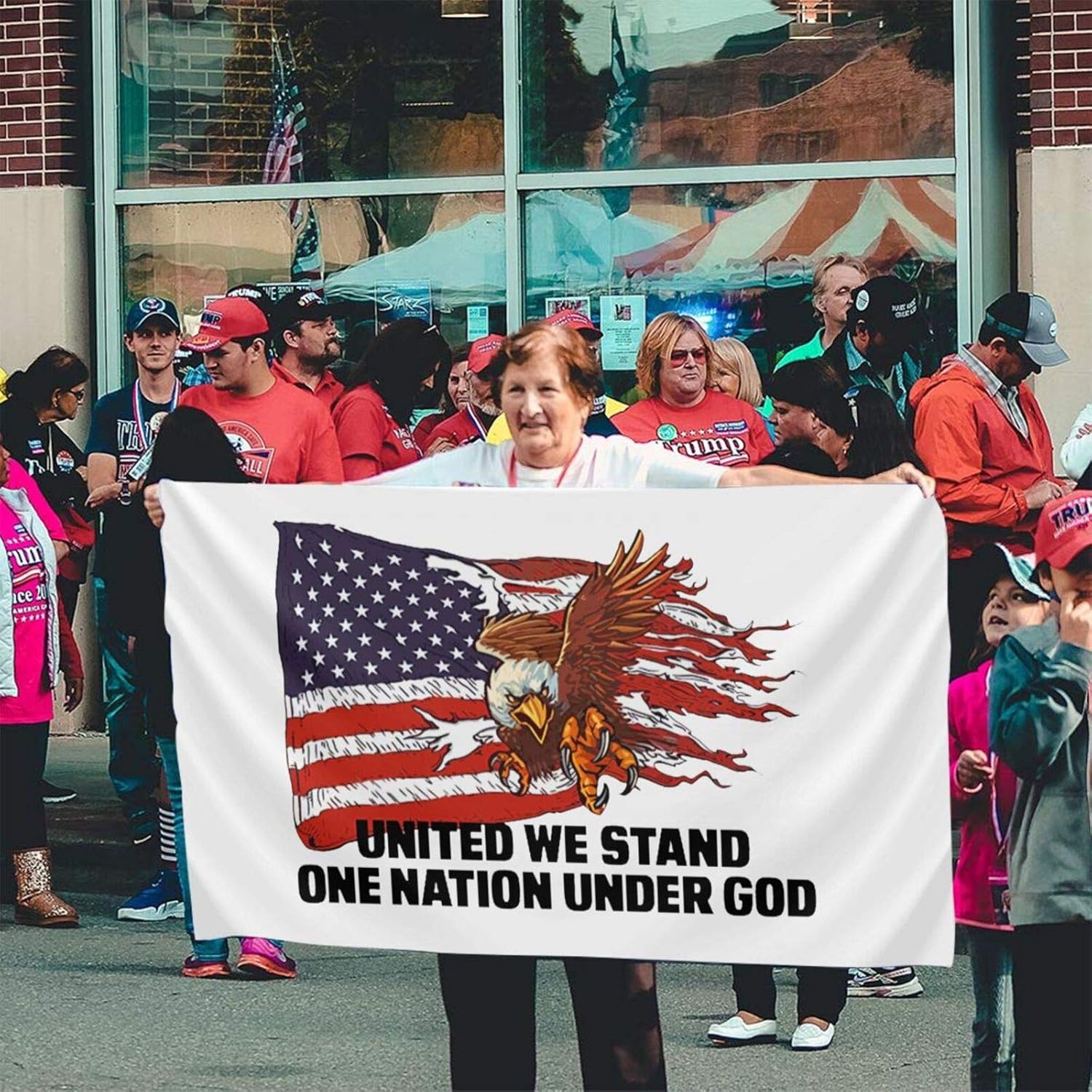 United We Stand One Nation Under God Flag 3' X 5' Indoor Outdoor Banner Home Garden Decoration One Side: Home & Kitchen