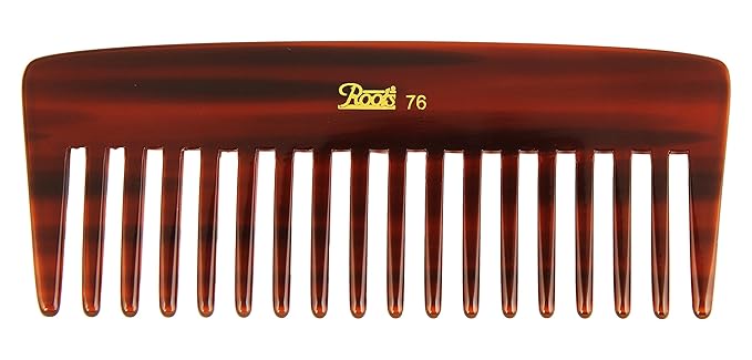 Roots Brown Wide Teeth Comb for Wavy/Curly Medium Length Hair - Pack of 2
