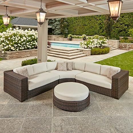 Santa Cruz 4 Piece Crescent Sectional Set Patio Furniture Set