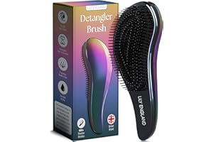 Detangler Brush for Thick Hair, Curly, Straight & Natural Hair - Gentle Detangling Hair Brush for Women, Kids & Toddlers w/Flexible Bristles - Lily England Hairbrush for Wet & Dry Hair, Petrol