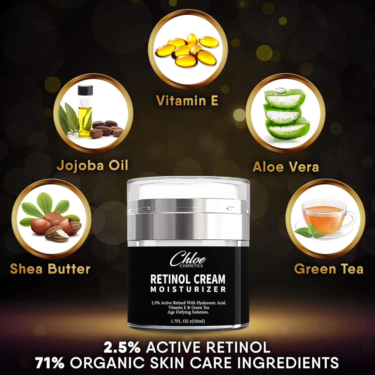 Retinol Moisturizer for Face and Eye area | Anti Aging Cream with Hyaluronic Acid, 2.5% Active Retinol and Vitamin E | Reduces Appearance of Wrinkles and Fine lines | Best Day and Night Face Cream: Beauty