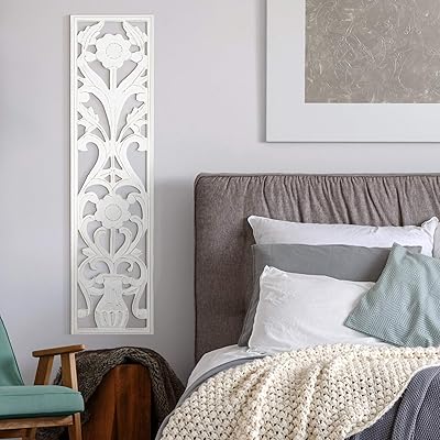 Buy American Art Decor Hand Carved Floral Wood Panel Wall Art Decor Hangs Horizontally Or Vertically Wood Medallion Wall Art White 48 X 12 Online In Italy B08m2jdgmh