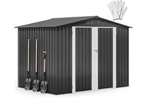 DWVO 8'x6' Large Metal Outdoor Storage Shed, Heavy Duty Tool Storage Sheds for Backyard Patio Lawn - Ideal for Bicycles, Garden Tools, and Lawn Equipment, Easy-to-Assemble, Dark Gray