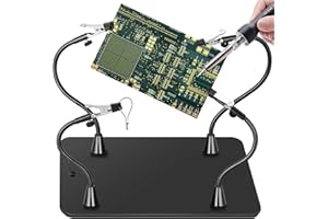 MAGNIEOPTI Magnetic Helping Hands Soldering Station, Third Hand Soldering Tool with Alligator Clips,PCB Circuit Board Holder,4 Flexible Gooseneck Arms & Non-slip base for Electronic Repair Soldering Craft Hobby