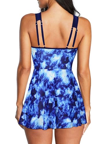 American Trends Women's Mesh Swimdress – Tummy Control One-Piece With Skirt - View #9