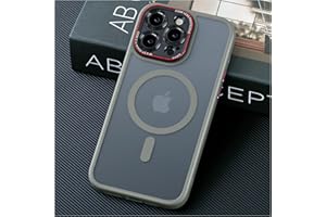 JUESHITUO for iPhone 15 Pro Max Case with Integrated Camera Lens Protection, [Tailored for MagSafe] [Mil-Grade Shockproof Defense] Translucent Protective Case for iPhone 15 ProMax, Volcanic Grey