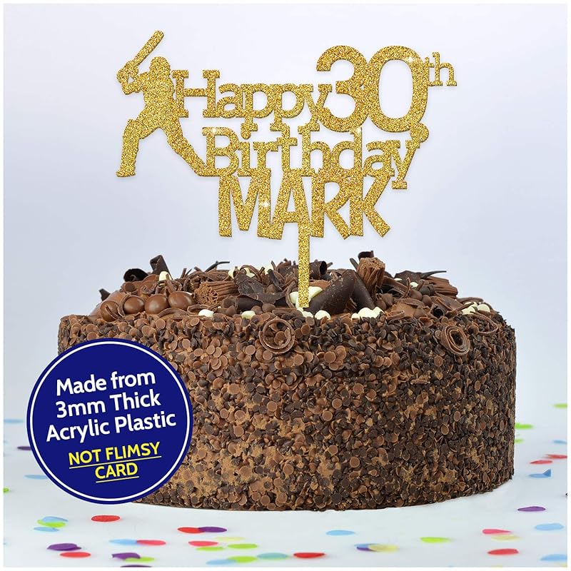 PERSONALISED Cricket Birthday Cake Topper ANY Age ANY Name Happy