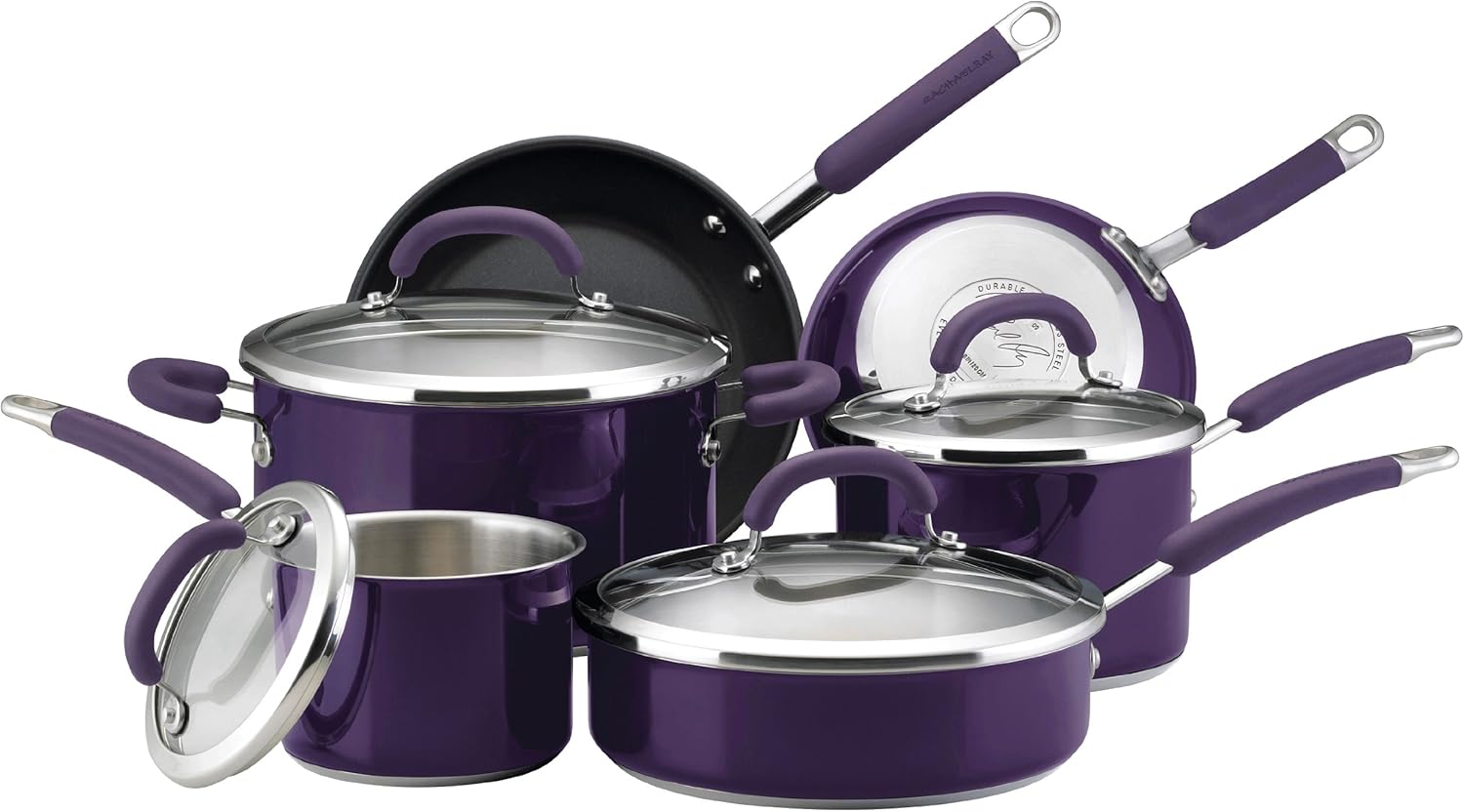 Rachael Ray Stainless Steel II Colors Dishwasher Safe 10Piece Cookware