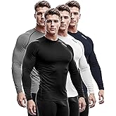 DRSKIN 4, 3, 2 or 1 Pack Men's Compression Shirts Top Long Sleeve Sports Baselayer Workout Running Athletic Active