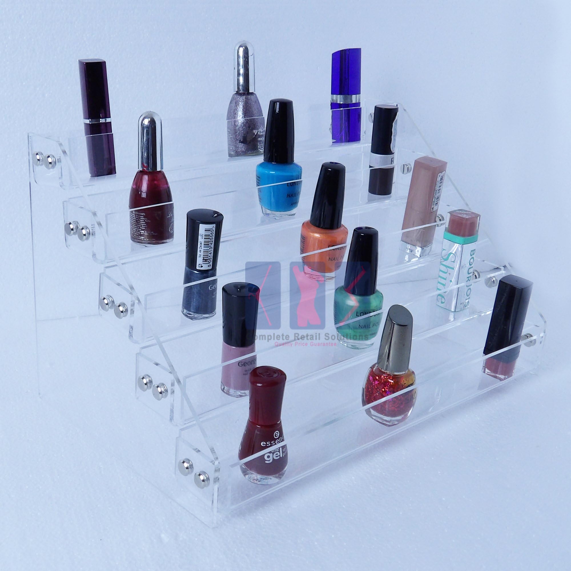 New Acrylic Nail Polish Tiers Cosmetic Varnish Display Stand Rack Organizer (5-TIER(CLEAR))