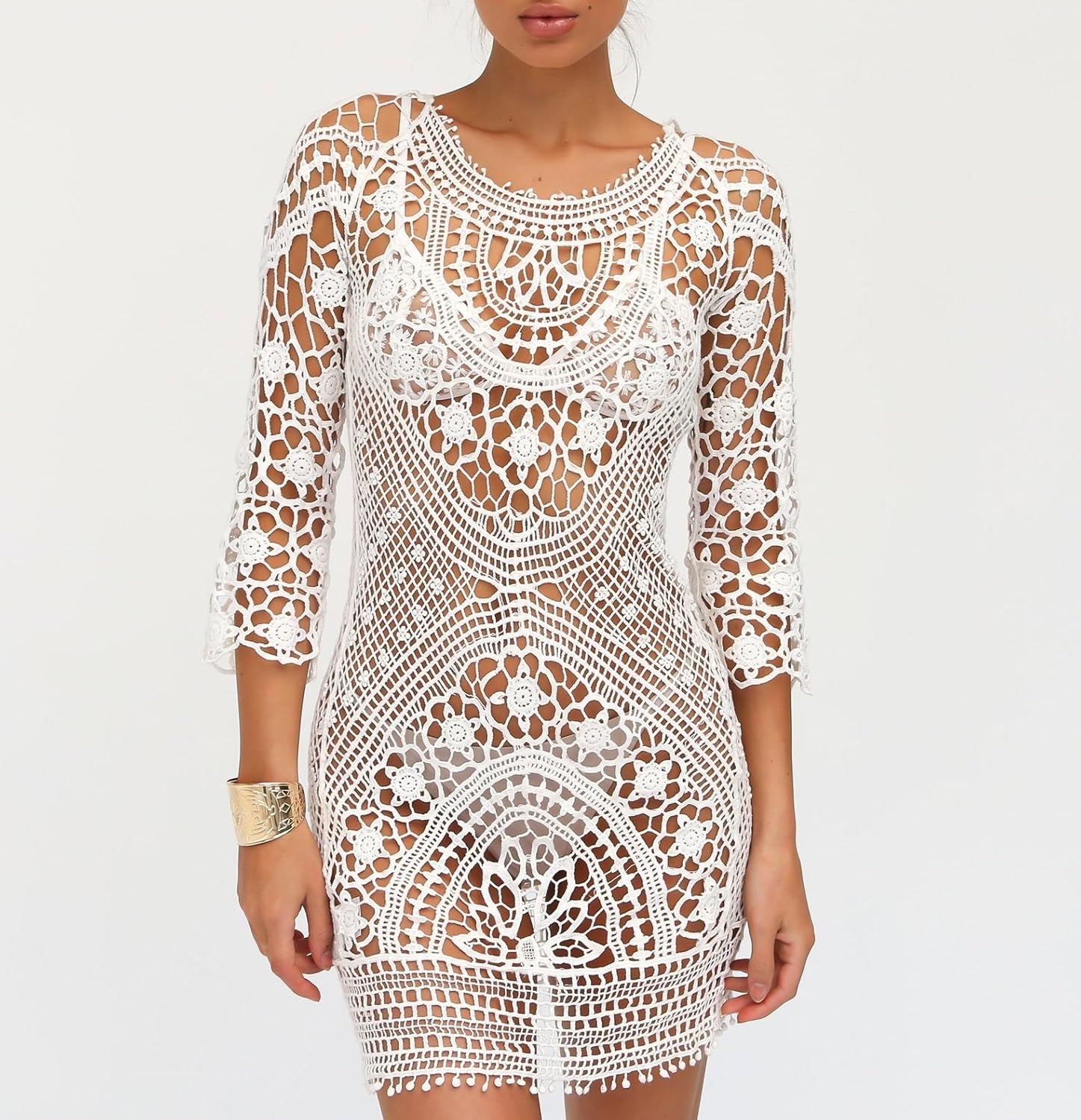 Jeasona Women’s Bathing Suit Cover Up Crochet Lace Bikini Swimsuit Dress at  Women’s Clothing store