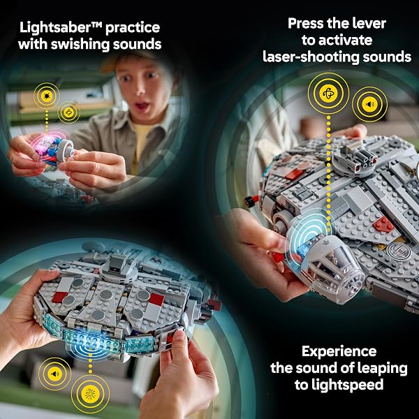 LEGO STAR WARS SMART PLAY: MILLENNIUM FALCON STARSHIP BUILDING TOY FOR KIDS – COMPATIBLE SET WITH 4 SMART TAGS AND 4 MINIFIGURES – GIFT FOR BOYS, GIRLS AND FANS AGES 9+ – 75426