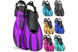 Otowaving Snorkel Fins Diving Fins Adjustable Buckles Open Heel Swim Flippers Travel Size Short Swim Fins for Snorkeling Diving Swimming Adult Men Womens