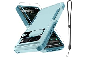 RMOCR for Google Pixel 8A Case, Full Body Heavy Duty Rugged Shockproof Protective Phone Cover with Lanyard Strap, Tempered Glass Screen Protector and Camera Lens Cover, Mint Green