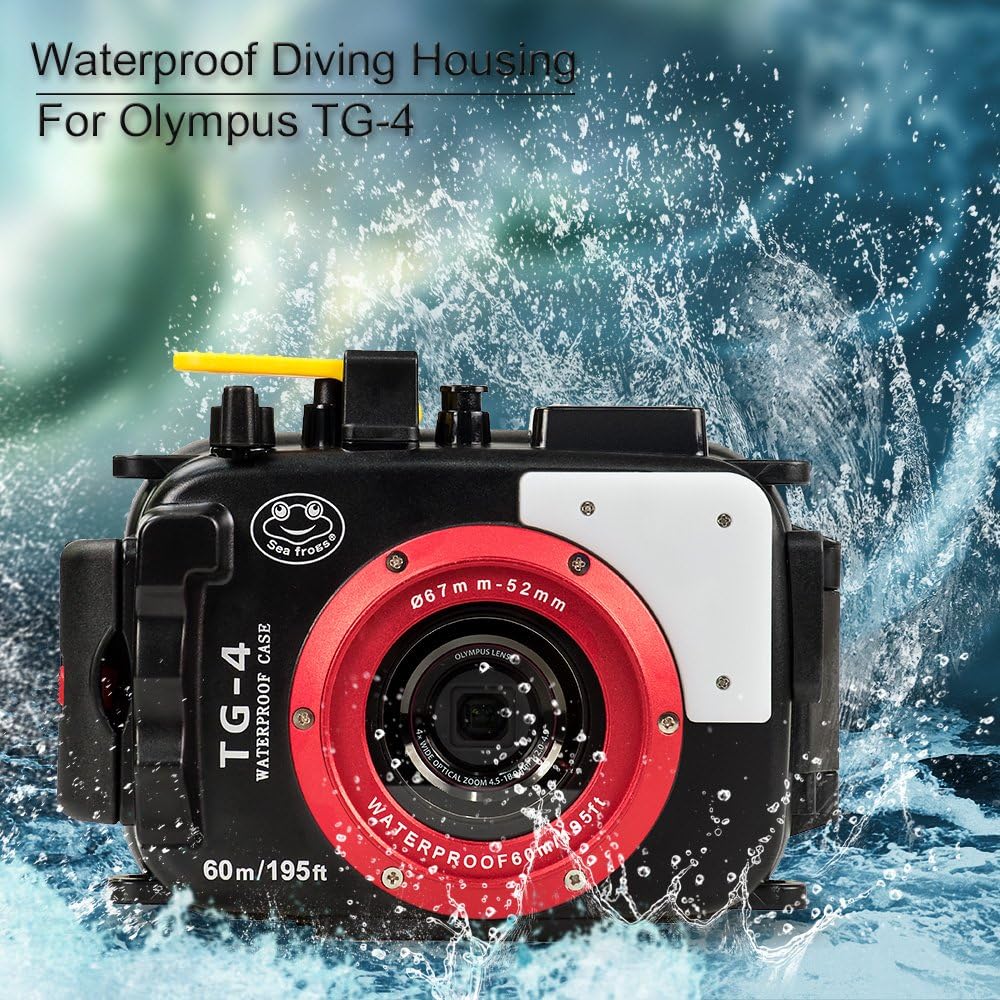 For Olympus TG-3/TG-4 Black 195FT/60M Sea frogs Underwater camera waterproof diving housing