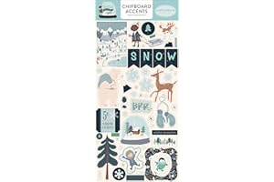 Carta Bella Paper Company Snow Much Fun 6x13 Accents chipboard, blue, teal, green, navy, cream, grey