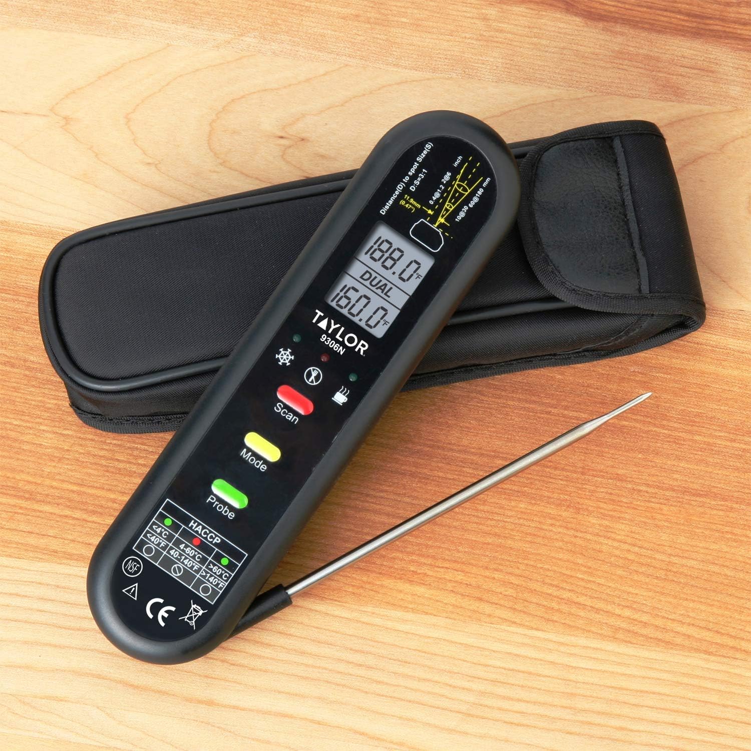 Taylor Precision Products Splash-Proof Dual Temperature Infrared/Thermocouple Thermometer: Kitchen & Dining