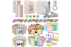 Xpix Accessory Kit for Fujifilm Instax Mini 8, 8+ 9 Includes, (White) Case, Album, Selfie Mirror, Colored Close up Lenses, 40 Film Frames, 12 Color Markers & Complete Bundle