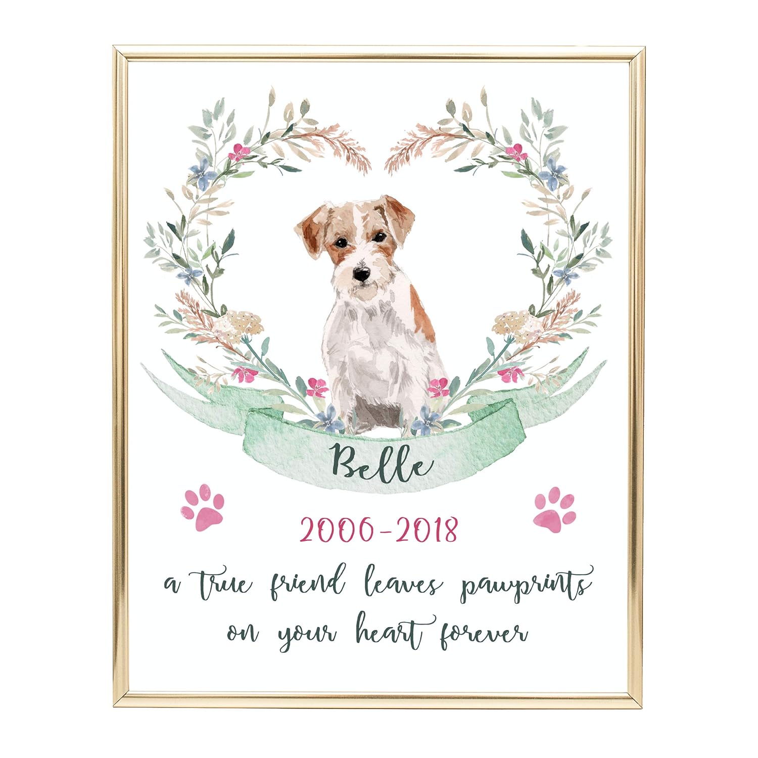 Watercolour Jack Russell Memorial Poster, Name of Your Choice