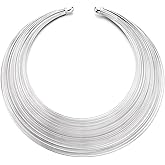 COOLSTEELANDBEYOND Stunning Neck Cuff Metal Choker Necklace, Multi-strand, Collar Necklace