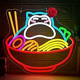 Ramen Neon Sign for Wall Decor Dimmable Ramen Neon Light for Man Cave Noodle LED Light Up Sign For Restaurant Home Bar Kitchen Dinning Room Safe Birthday Gifts Size 14.3 * 12.9In(P338)