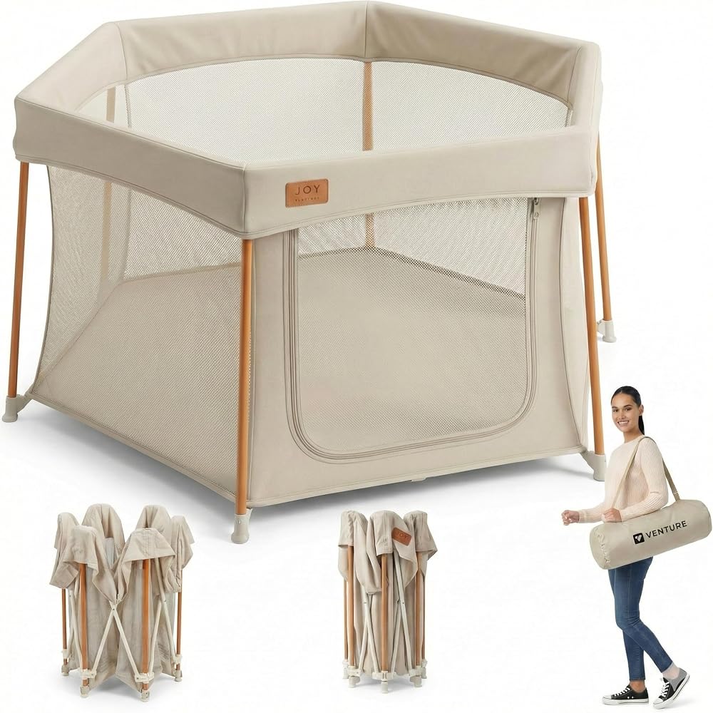 Venture Baby Playpen All Stars Joy Foldable Large Portable Taupe 6-36 Months