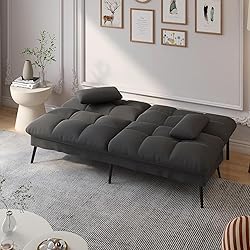 COMHOMA Convertible Sofa Bed,72″Fabric Couch with