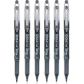 Pilot P-700 Rollerball Stick Gel Pen, Black Ink, Fine 0.7 mm, 6 Pens