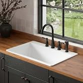 Sinkology Jackson 33-Inch Fireclay 4-Hole Drop-In Kitchen Sink White | 4-hole faucet deck, Crack Resistant, DIY-friendly drop-in installation, Undermount Single Bowl, Easy Clean Corner
