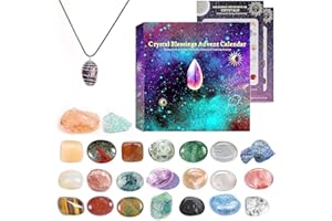 Advent Calendar 2025 Christmas Crystals-24 Gemstones Countdown Calendars,Natural Beauty Stones Kit Healing Journey for Women 