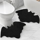 MANNY'S MYSTERIOUS ODDITIES Chenille Bat Bath Mat, 24x20 Inch, 2 Piece Set | Toilet Rug, Gothic Rug, Extra Thick, Soft, Absorbant, Machine Washable, Non Slip and No Crease
