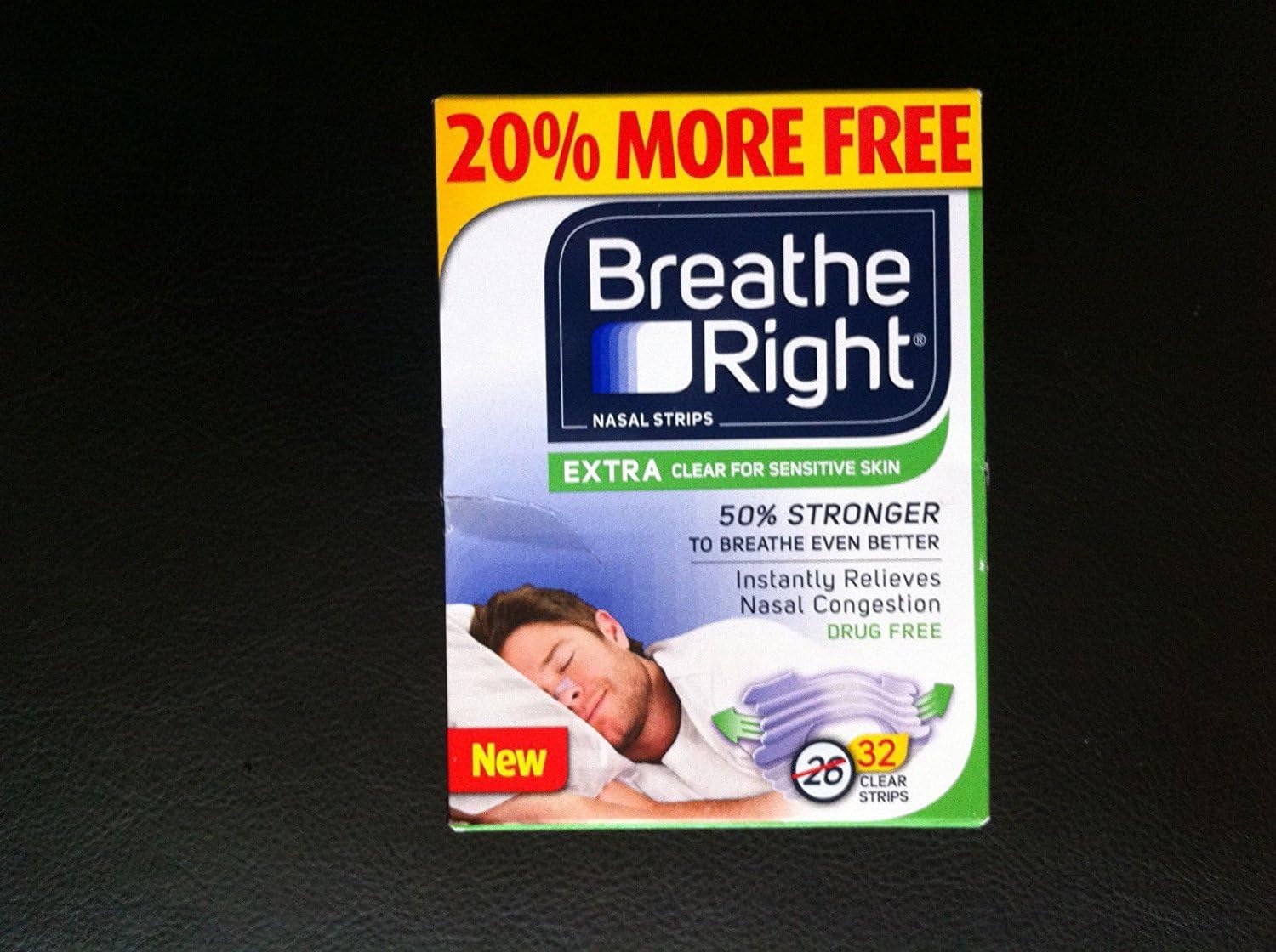 (160 Strips) Breathe Right Nasal Strips Extra Clear for Sensitive Skin - 32 Count (5 Pack): Health & Personal Care
