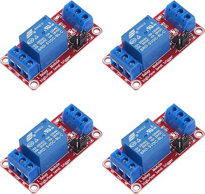 AEDIKO 4pcs Relay Module 5V 1 Channel With Optocoupler Isolation High/Low