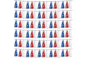 HYSILLA 6P Red Bule White Foil Fringe Metallic Tassel Streamers Banner Tassel Garland for Parade Floats, Bachelorette, Wedding, Birthday, Halloween, Christmas, Bridal/Baby Shower Party Decorations