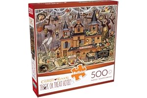 Buffalo Games - Charles Wysocki - Wysocki - Trick or Treat Hotel - 500 Piece Jigsaw Puzzle For Adults -Challenging Puzzle Perfect for Game Nights - Finished Size is 21.25 x 15.00