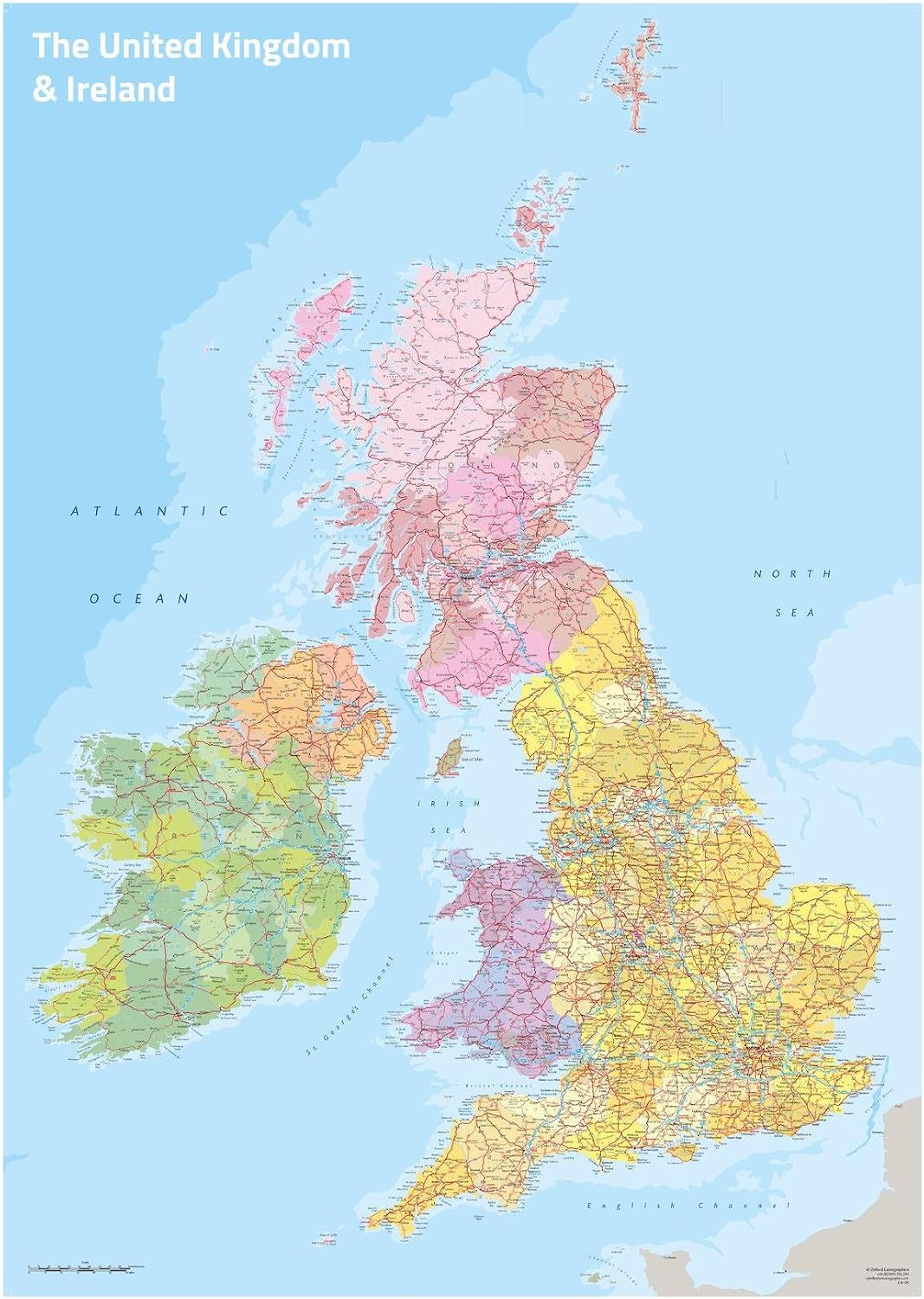 UK & Ireland Political - 23.5" x 33.25" Laminated Wall Map