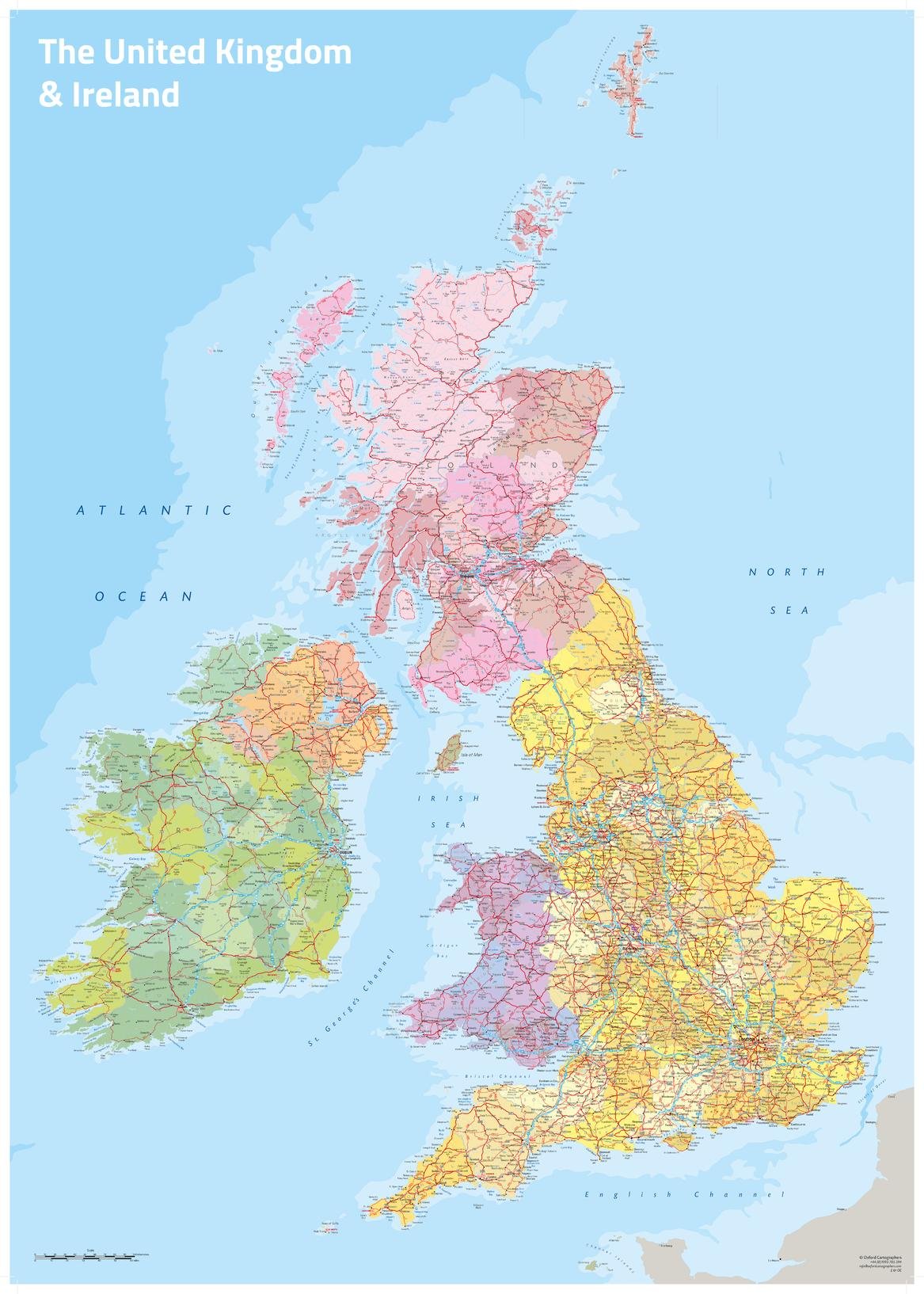 UK & Ireland Political - 23.5" x 33.25" Laminated Wall Map