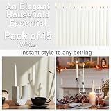 DECO EXPRESS Candles Set 15 Pack Classic Dripless Tapered Unscented White view 3