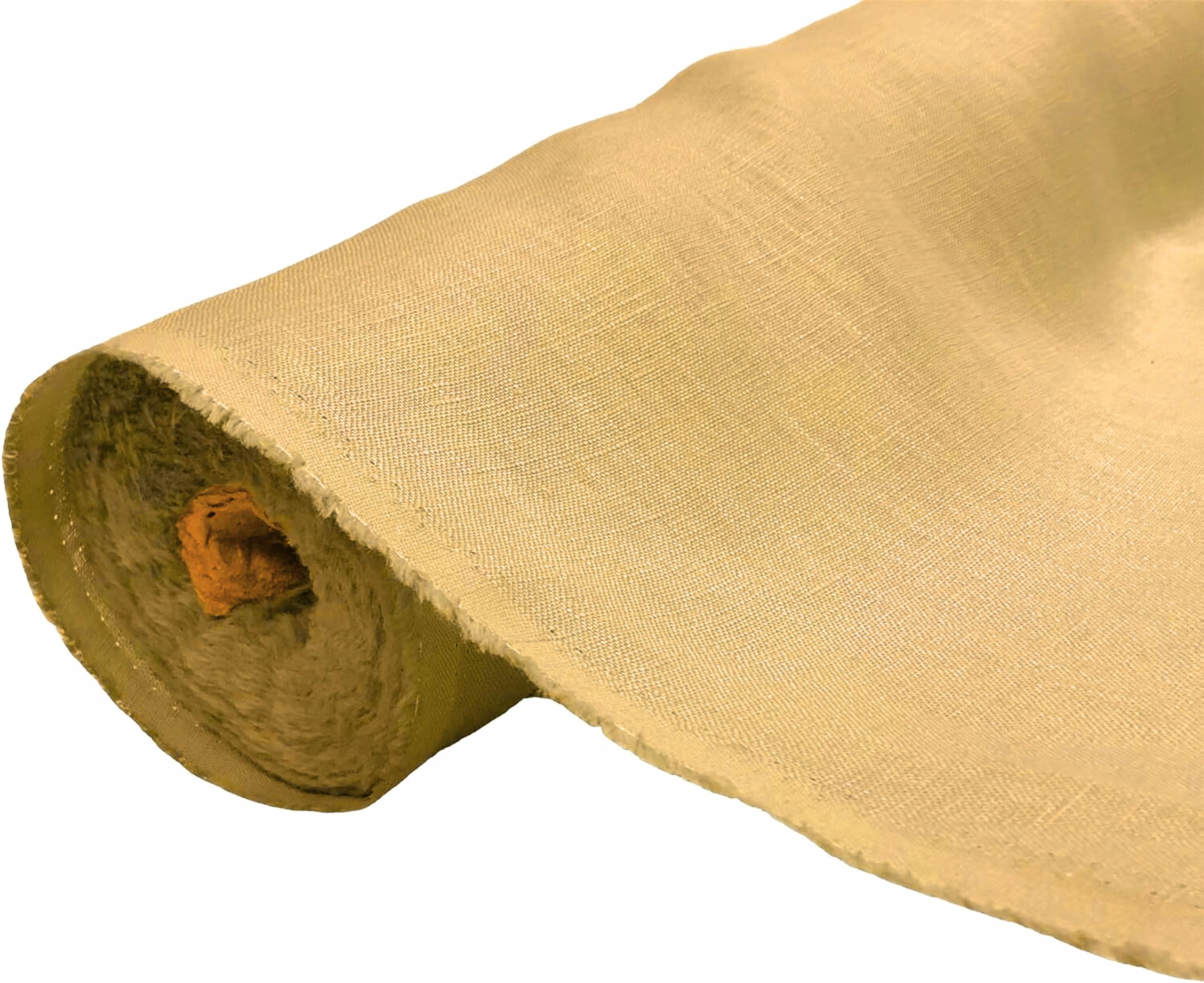 A-Express Natural Pure 100% Linen Fabric Soft Material Vintage Dressmaking Fashion Flax Bag 140cm Wide - 5 Meters 500cm x 140cm Mustard