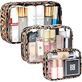 Cozomga Clear Makeup Bags with Zipper, Tsa Approved Travel Toiletry Bag, 3-Pack (Large,Small&Mini) Clear Cosmetic Bag, Waterproof Make Up Bag for Women, Ideal for Carry-on Luggage