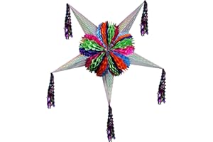 kaimei Mexican Star Pinata - Festive Rainbow Pinatas Traditional Mexican Themed Party Hanging Decorations -32 Inch Large Kids Birthday Party Fiesta Pinata Big Colorful Foldable Pinata