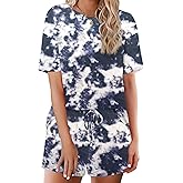 Ekouaer Cotton Pajamas Set for Womens Soft Short Sleeve Lounge Set Shorts Sleepwear Set 2 Piece Pjs Sets