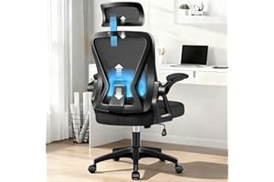 Ergonomic Office Chair, High Back Office Chair with Flip-Up Headrest Mesh and Rolling Swivel Computer Task Chair Comfortable 