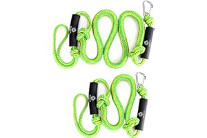 Obcursco Bungee Dock Lines for Boat, Docking Rope with 316 Stainless Steel Clips, Accessories for Jet Ski, PWC, SeaDoo, Yamaha WaveRunner, Marine, Kayak, Pontoon, Sets of Two(4ft & 6ft) (Green/Yellow)