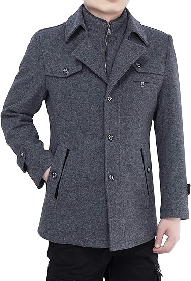 Amazon ａｉｌｏｋｏｓｏ 冬服 ハーフコート ジャケット 防寒着 アウター ウール メルトン 外套 ダブル襟 カジュアル 秋冬 ファッション スタンドカラー メンズ 紳士服 コート ジャケット 通販