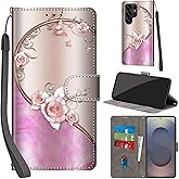 Salanheo Case Wallet for Samsung Galaxy S25 Ultra, with [3 Card Slots], Kickstand Magnetic Closure PU Leather Shockproof Protective Flip Cover 6.9" 2025, Pink Rose