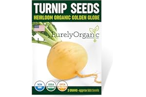 PURELY ORGANIC PRODUCTS LLC Organic Turnip Seeds (Golden Globe) - Approx 500 Seeds - USDA Organic, Non-GMO, Open Pollinated, Heirloom, USA Origin