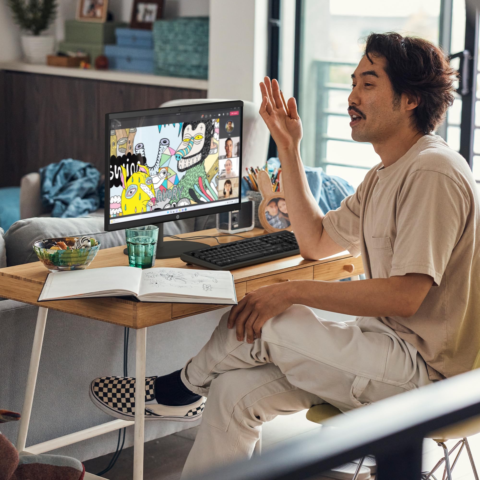 HP 21.45 inch All-in-One Desktop PC, FHD Display, Intel Processor N200, 8 GB RAM, 512 GB SSD, Intel UHD Graphics, Windows 11 Home, Jet Black, 22-dg0340 (2025)